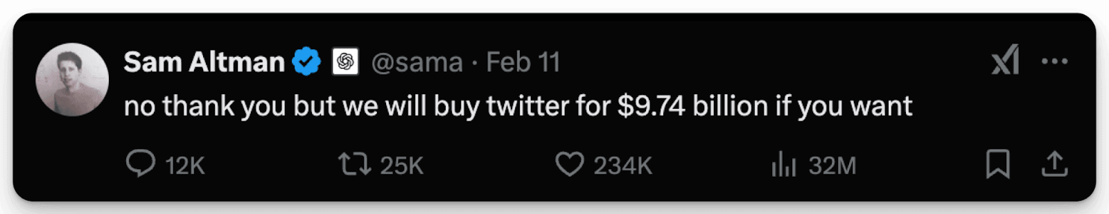 sam Altman refusing Elon Musk offer 