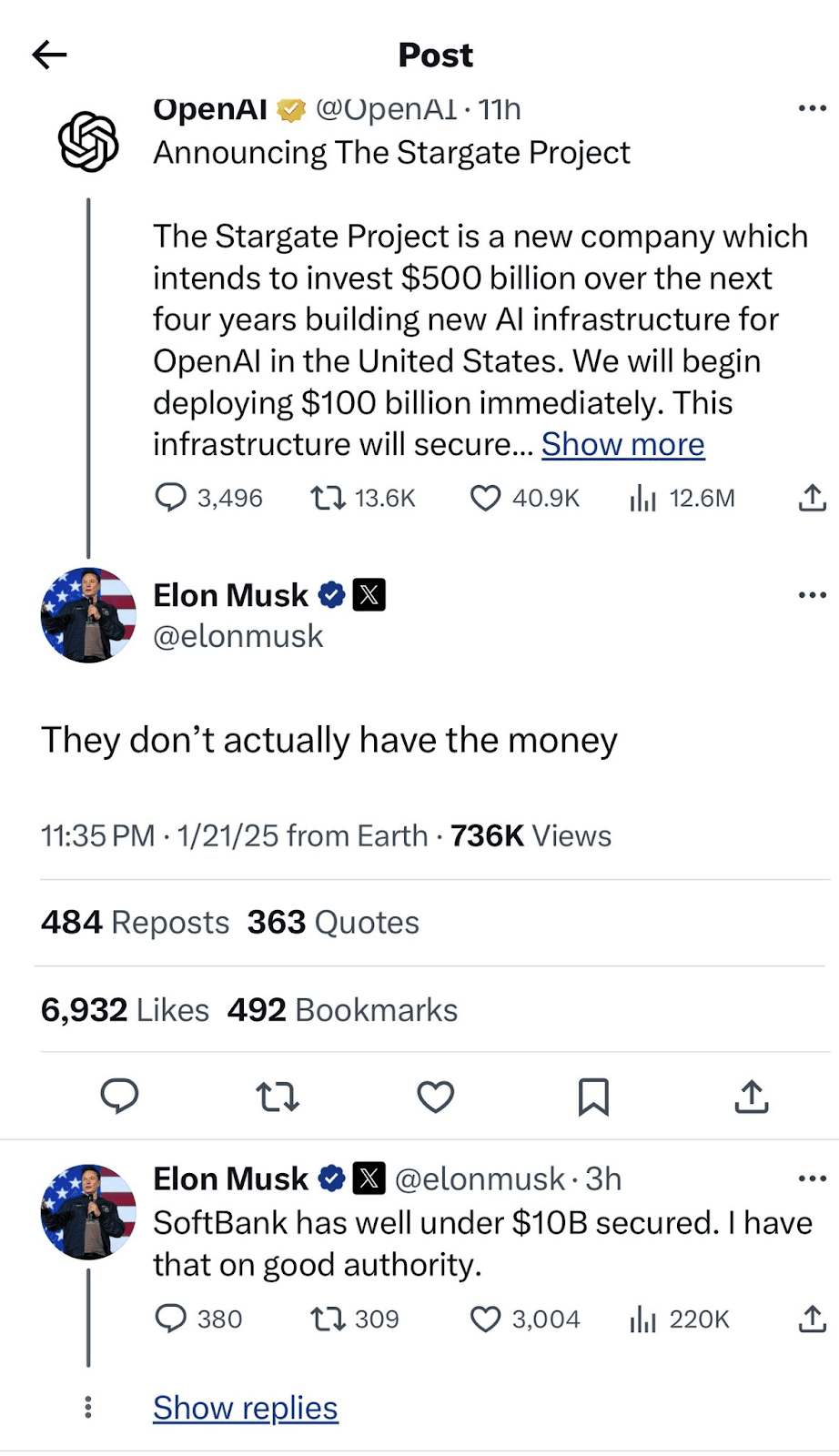 Elon Musk Stargate comments 