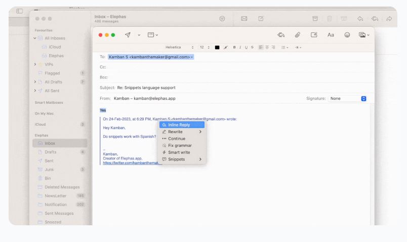 Elephas smart reply