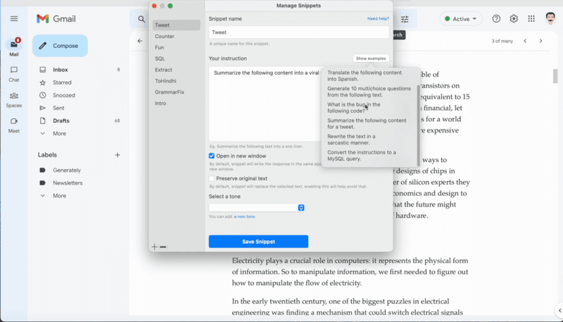 Elephas Snippets 