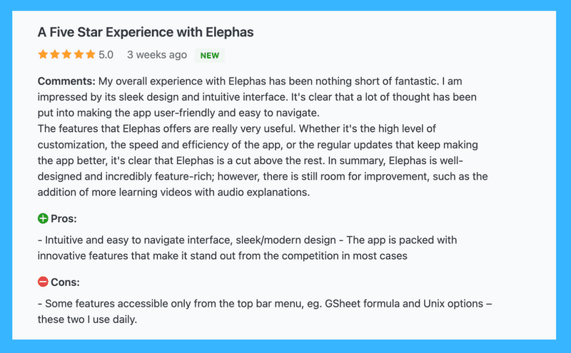 Elephas Reviews