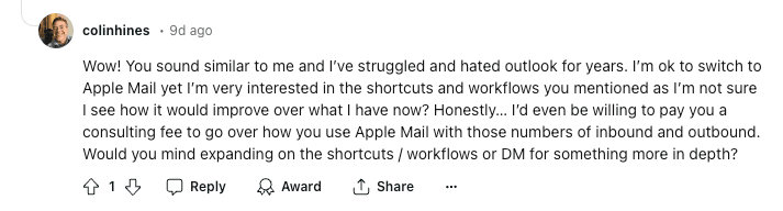 Redditors comments on Best Email Client For Mac
