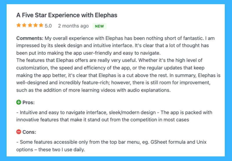 Elephas Reviews