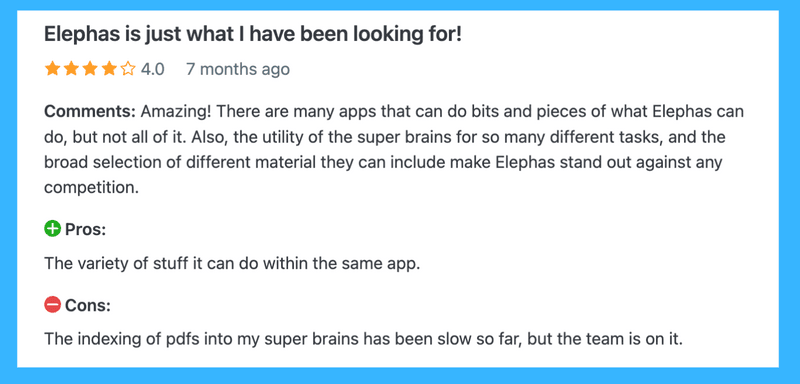 Elephas Reviews