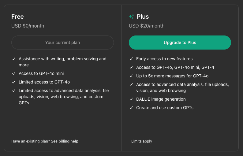 ChatGPT Pricing 