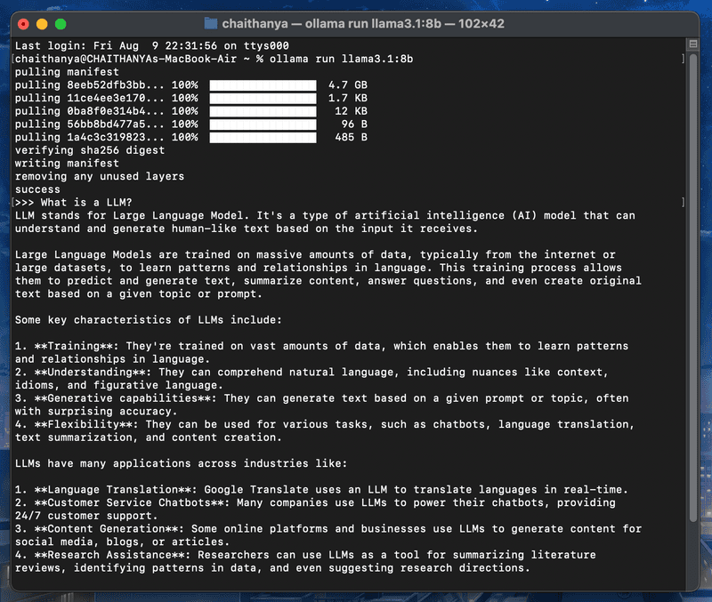 How to install LIama 3.1 model 
