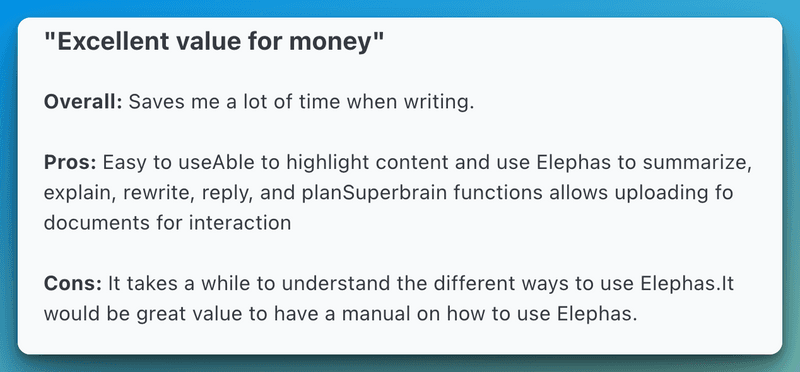 Elephas Reviews