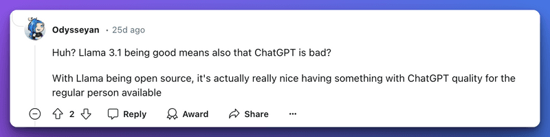 Redditors Opnion on LIama vs ChatGPT 