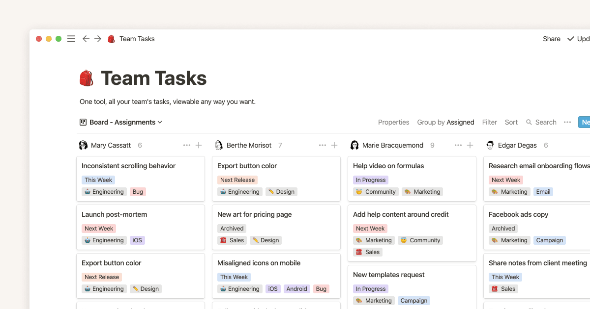 Notion Team takss