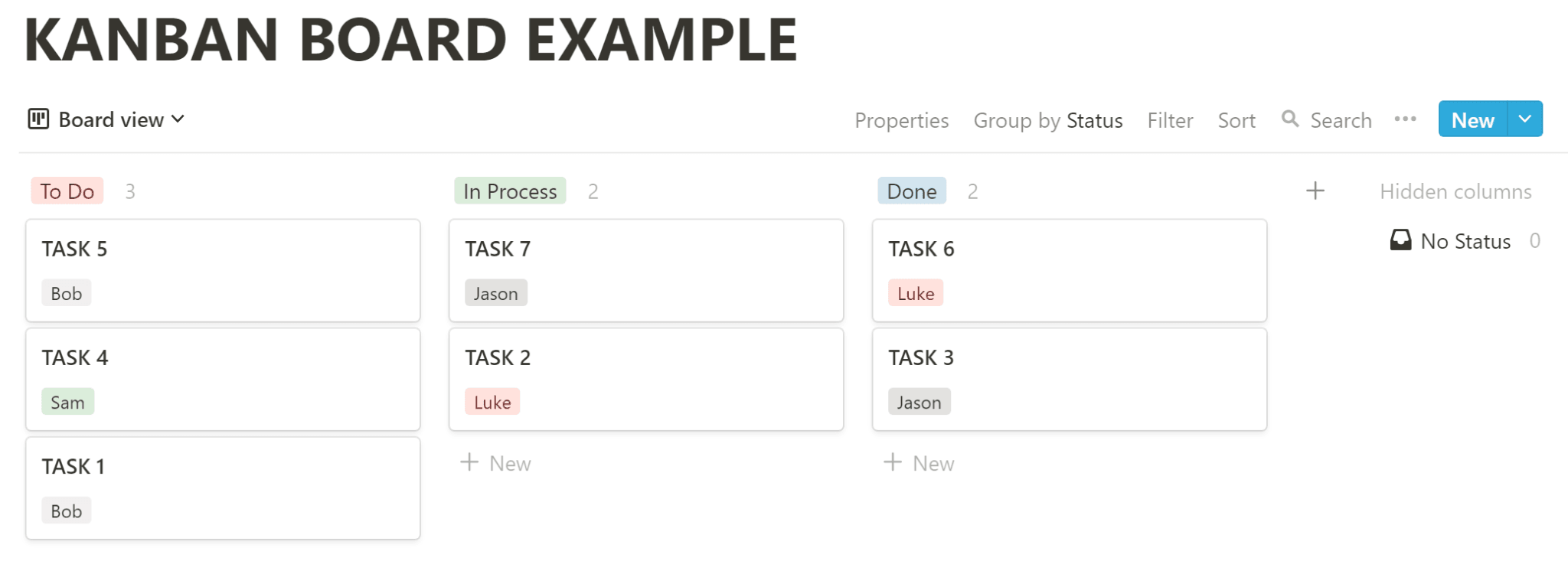 Notion Kanban board