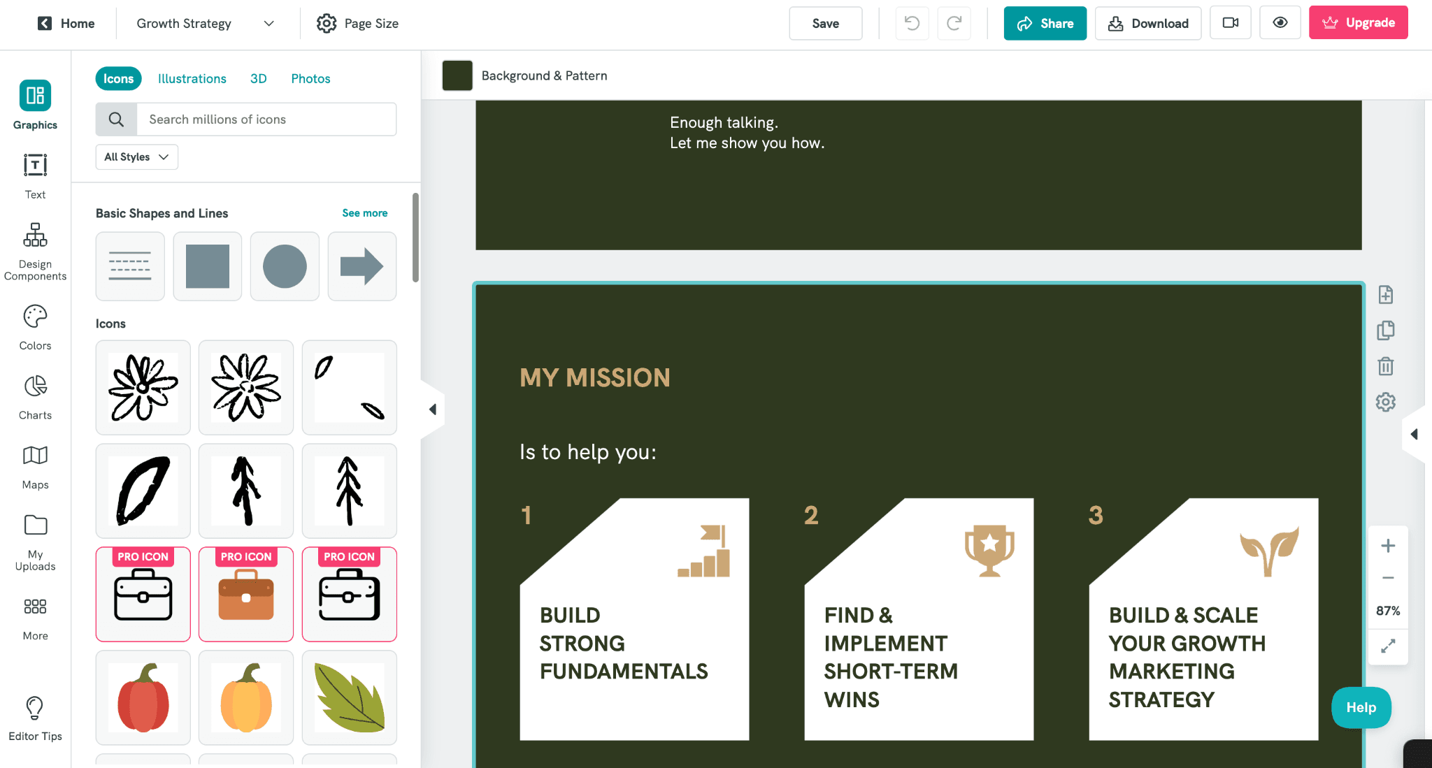 Making changes in templates of Piktochart