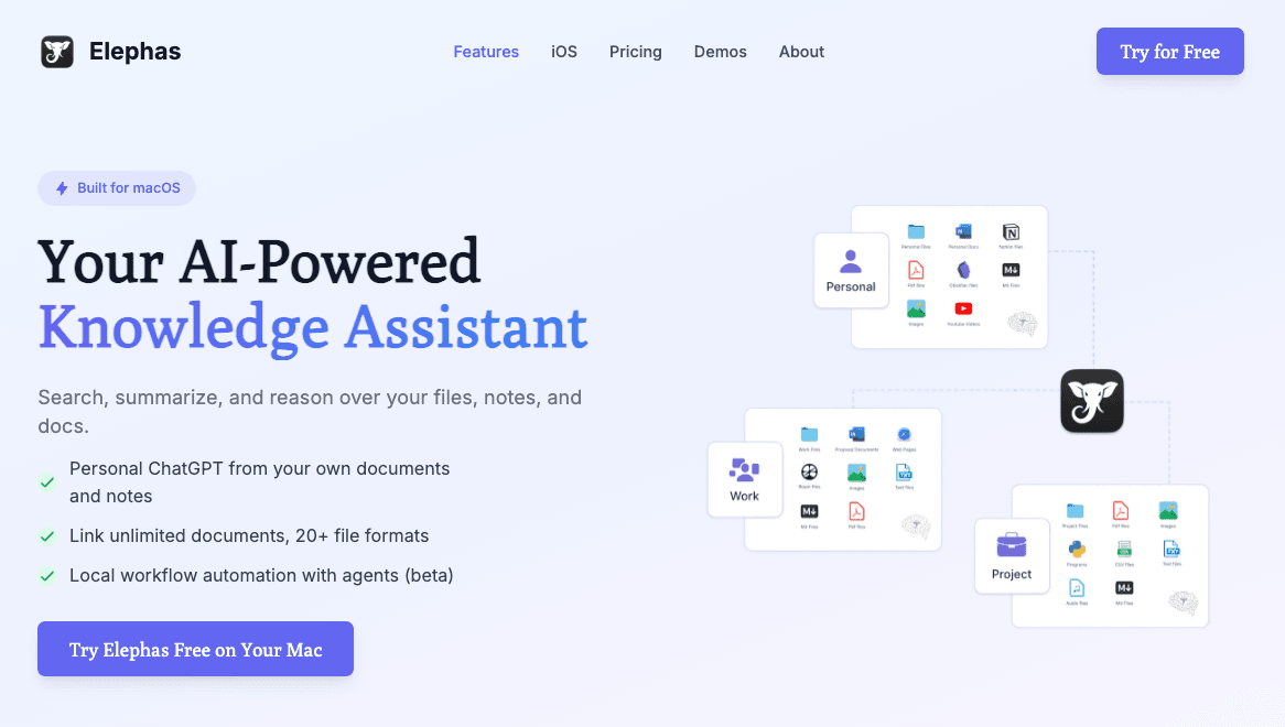 Elephas landing page