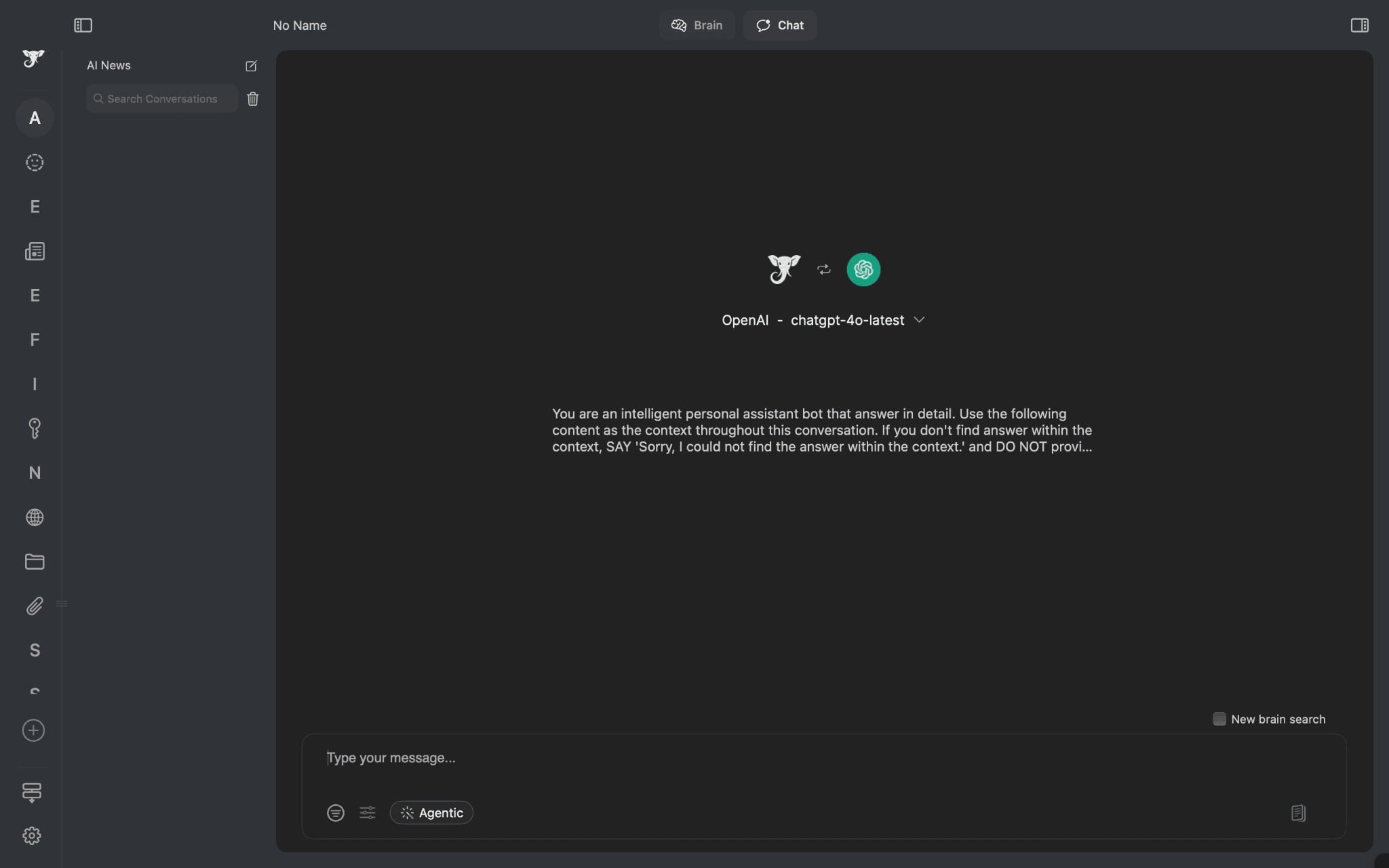 Elephas superbrain chat interface