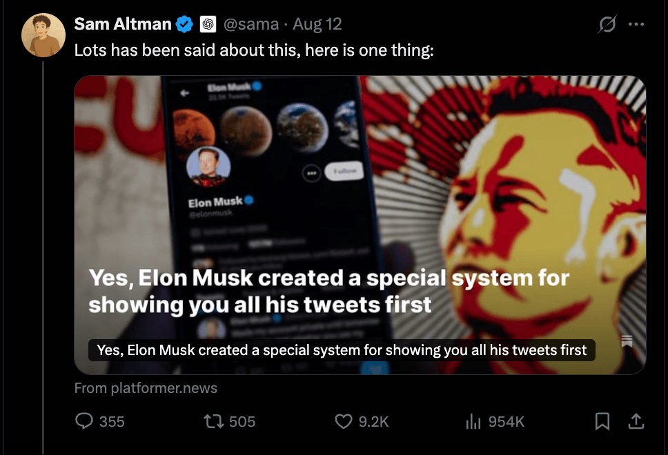 Sam altman reply to Elon musk