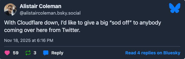 Reddit and Bluesky User Reactions to Cloudflare Down