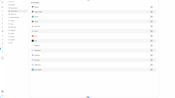 Elephas Multiple AI Providers