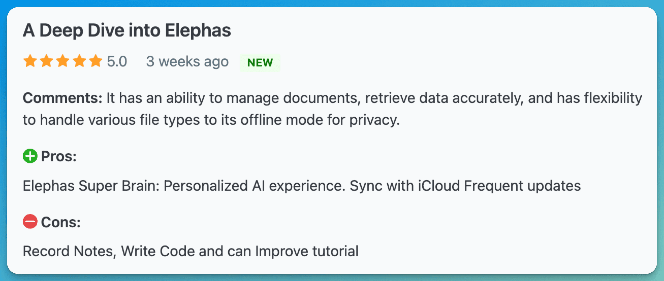 Elephas Review