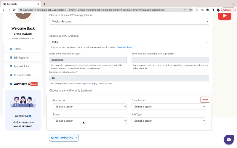 Indeed auto apply bot by LazyApply