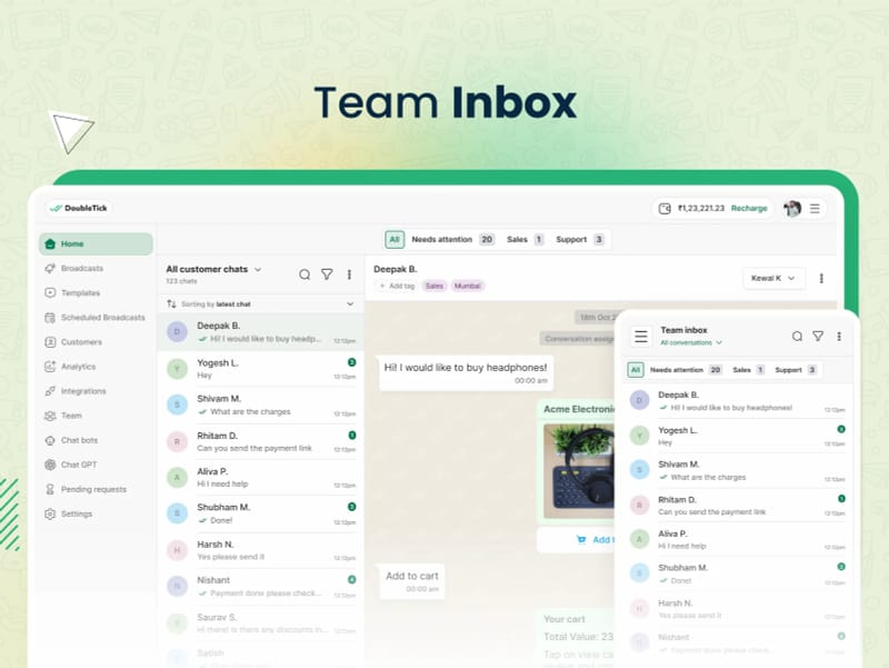 DoubleTick Team Inbox 