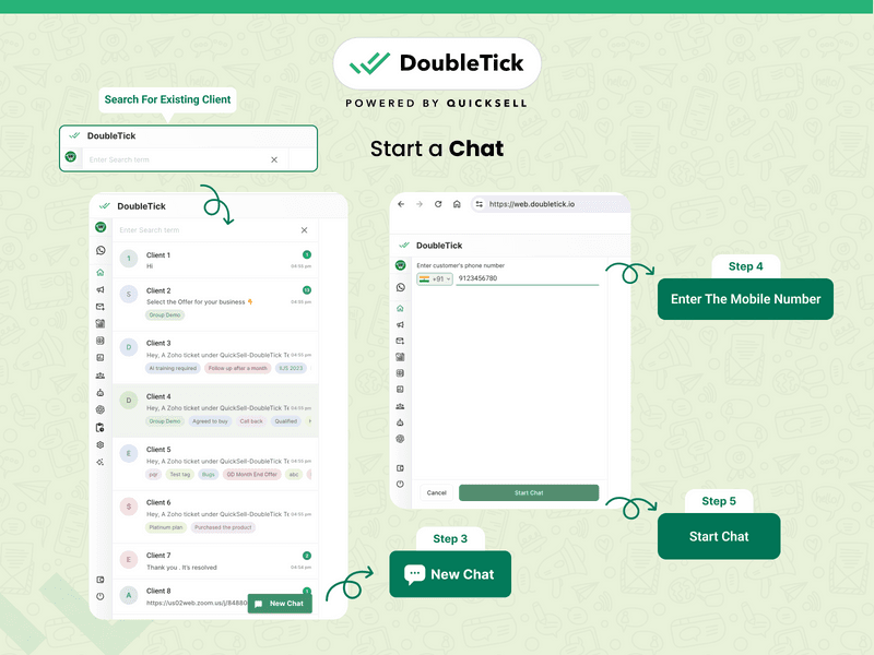 Steps to Send Messages to Individual Customers via DoubleTick