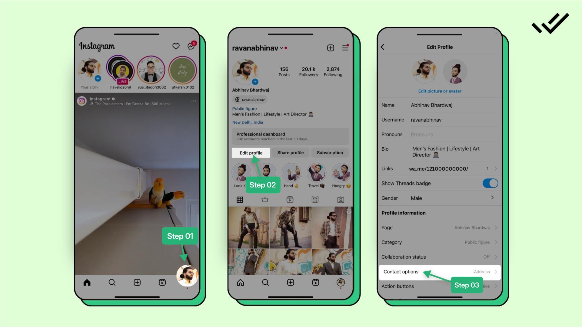 Steps to Add WhatsApp Button on Instagram Profile