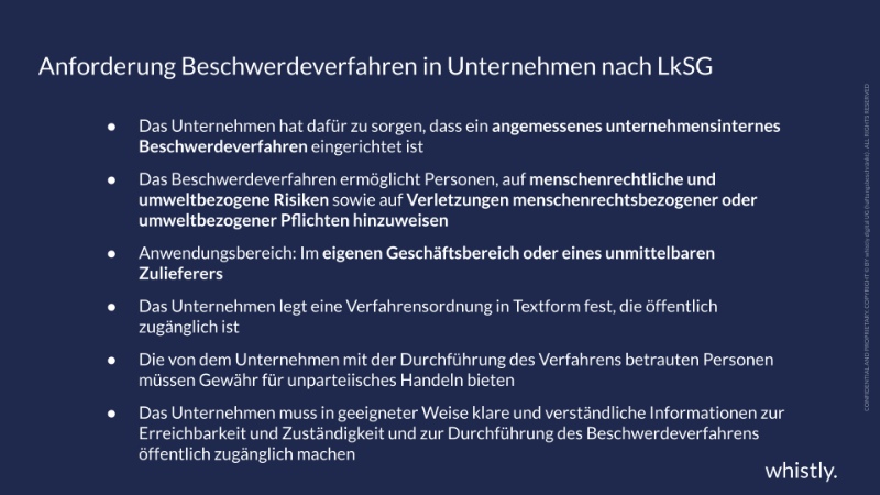 Anforderung Beschwerdeverfahren in Unternehmen nach LkSG