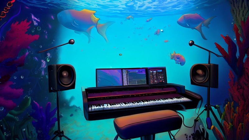 music studio in the sea