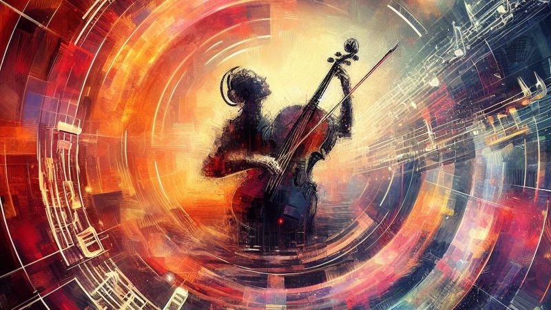 painting of a woman playing the cello