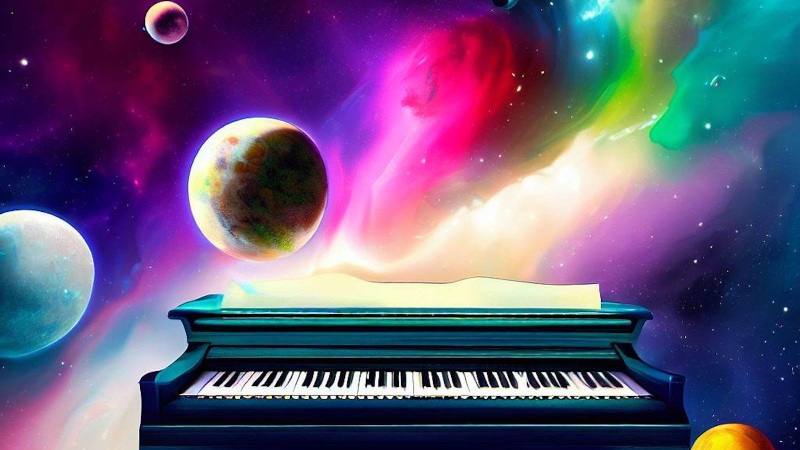 piano in space