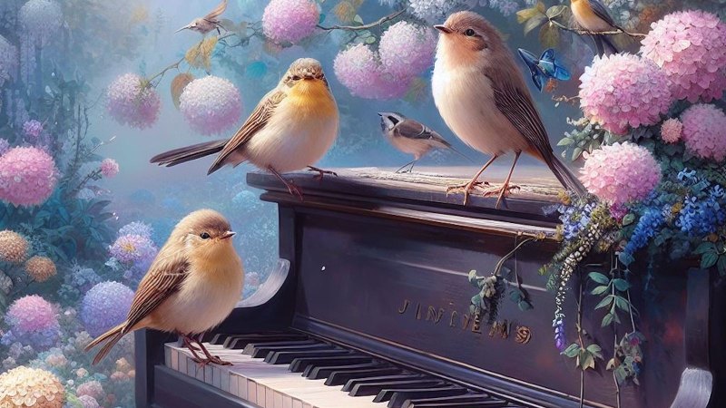 birds on a piano