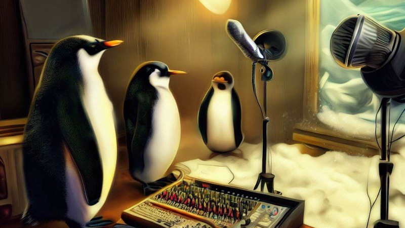 penguins recording vocals in the Arctic