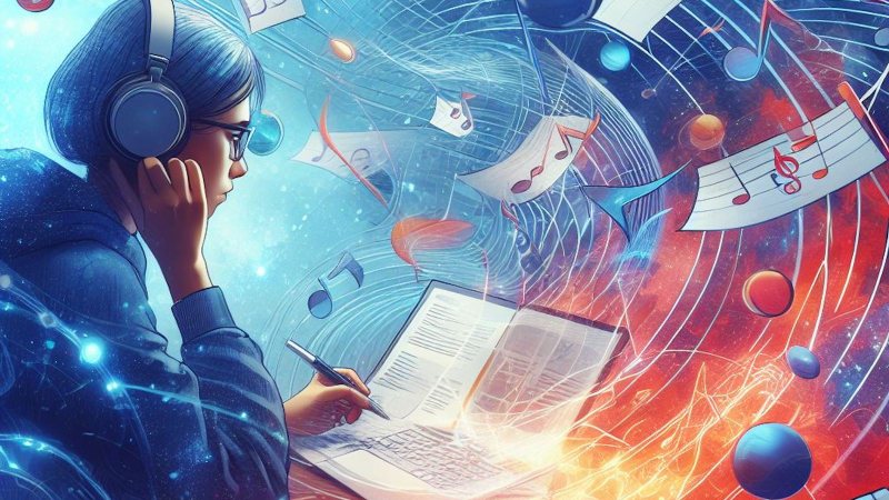 student learning music