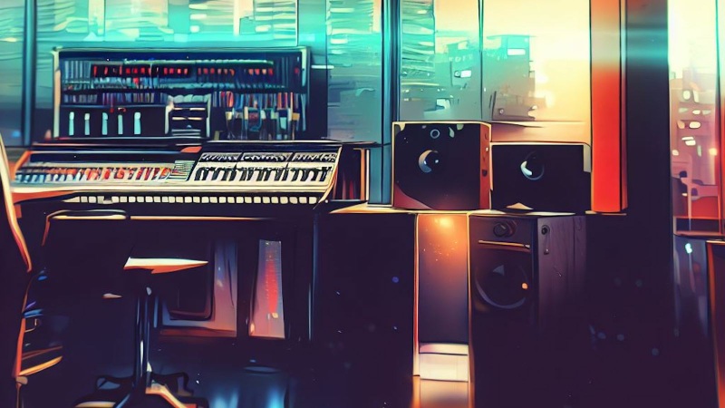 trendy music studio in the city