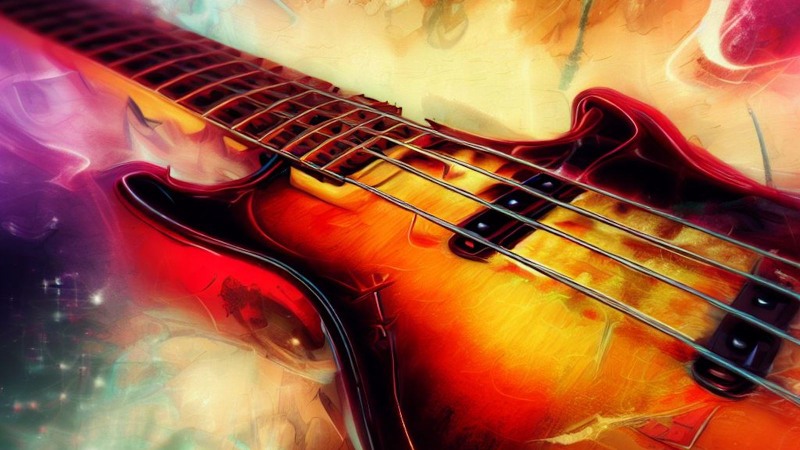 cool bass guitar digital art theme