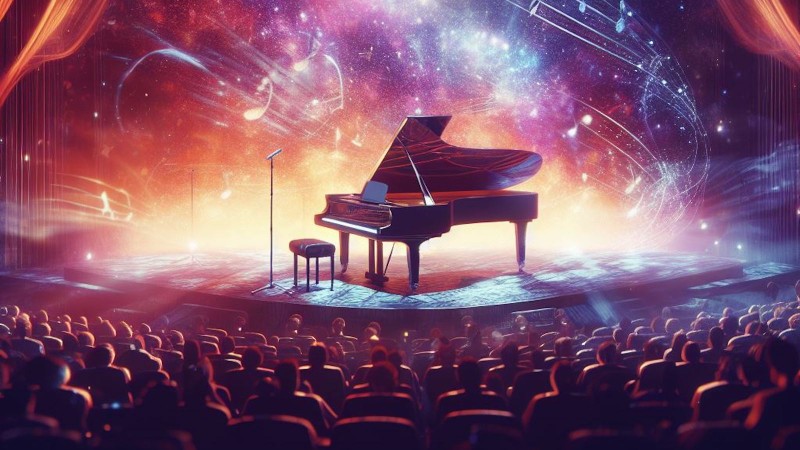 grand piano on stage