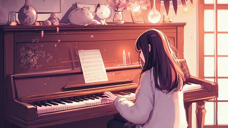 girl playing piano