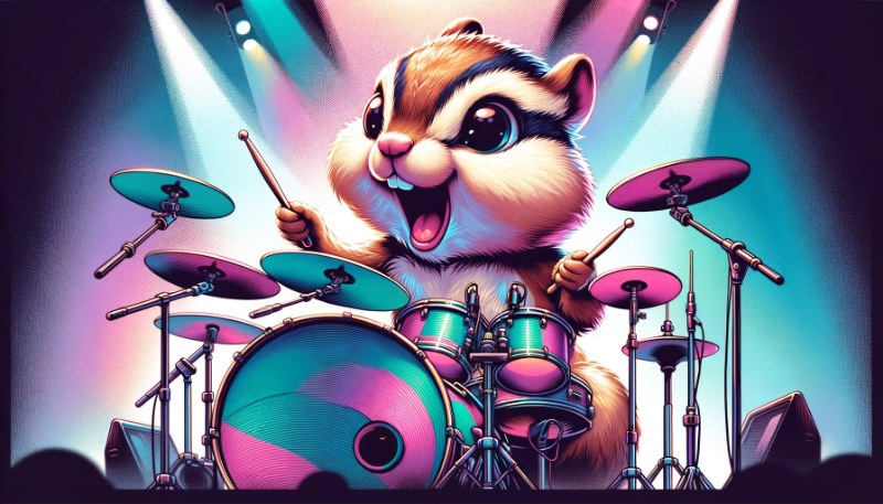 chipmunk playing drums