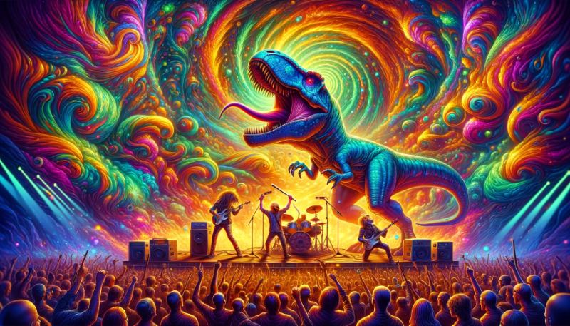 dinosaur band performing