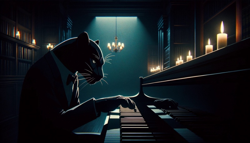 panther playing the piano