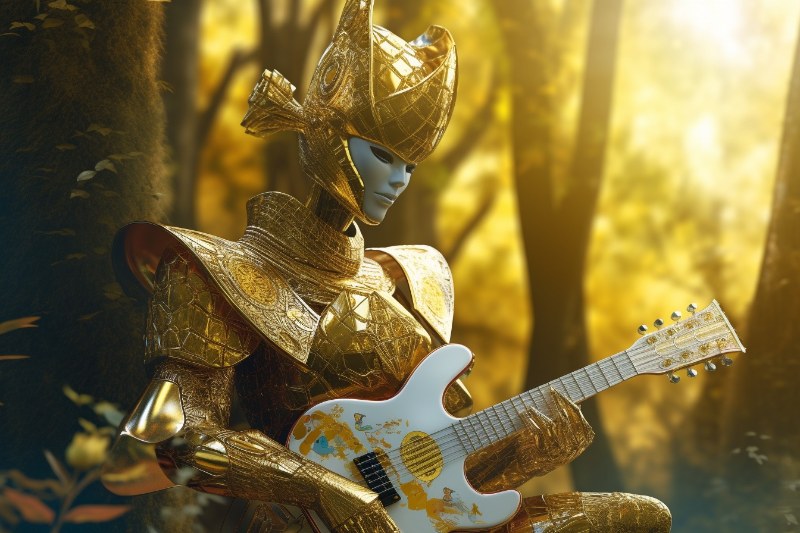 robot playing guitar