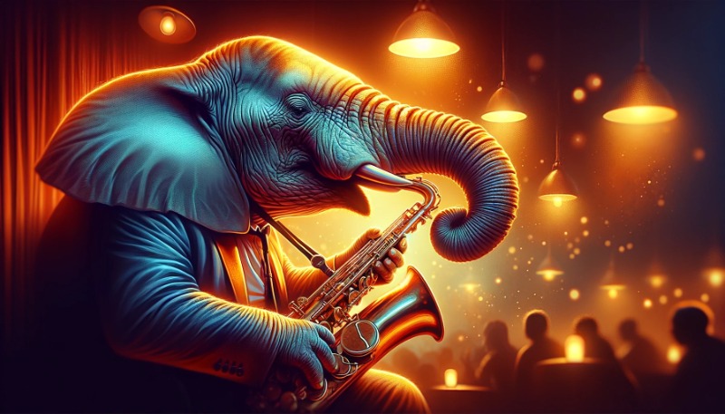 elephant playing sax