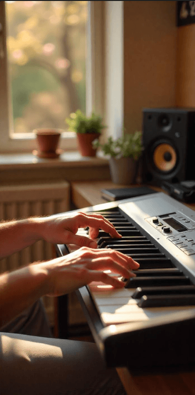 a man playing music
