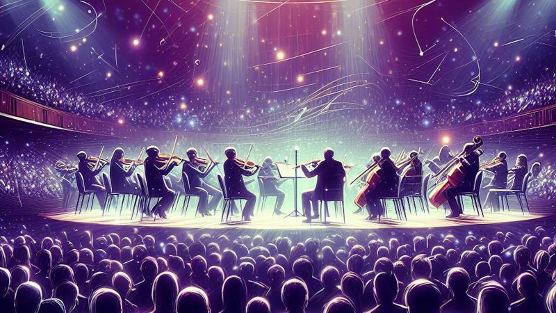 classical orchestra performing on stage