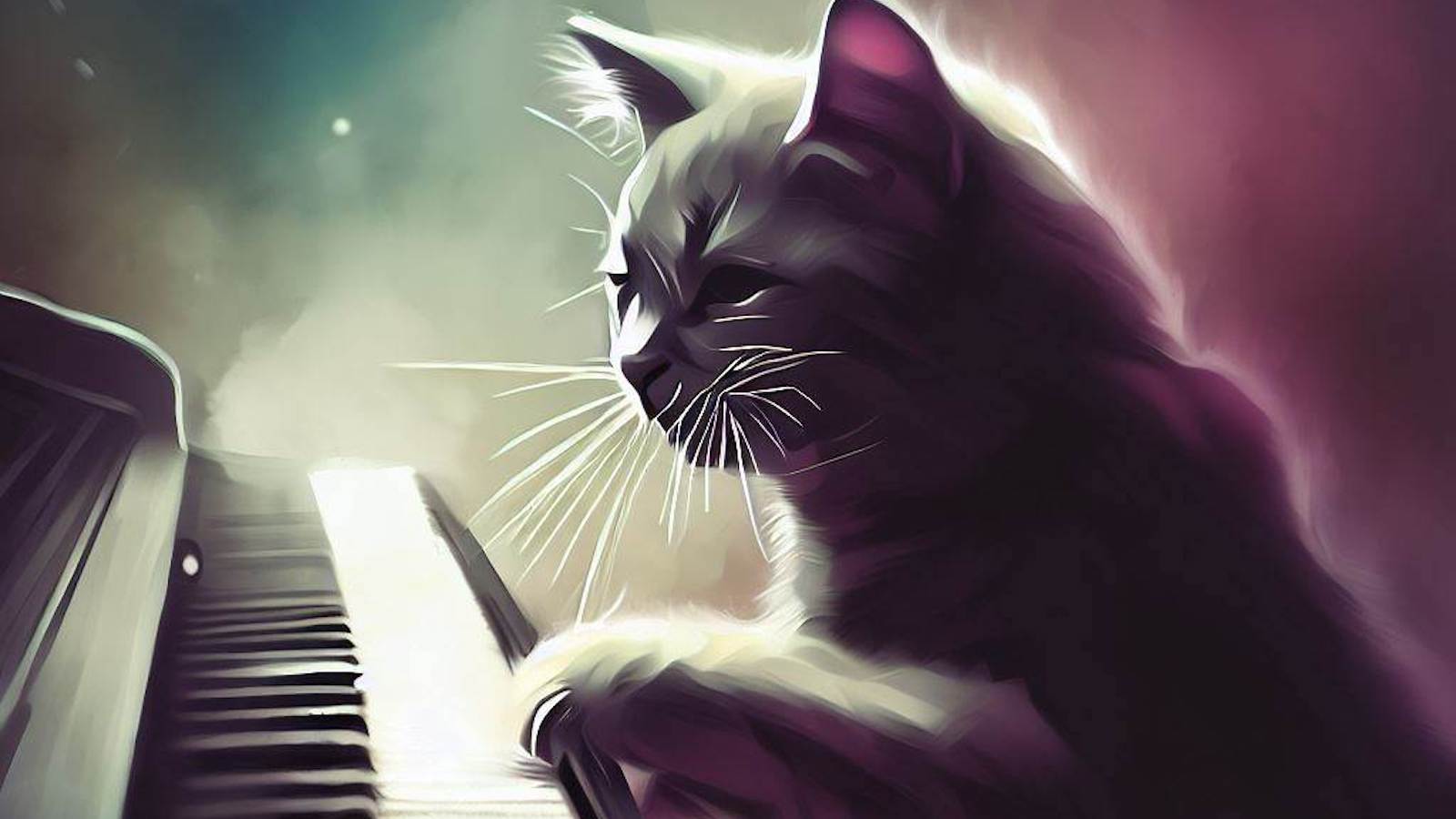cat playing piano