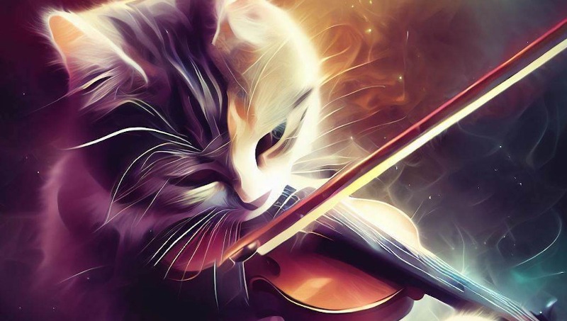 cat playing violin