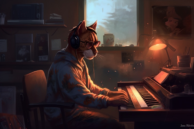 dog making music
