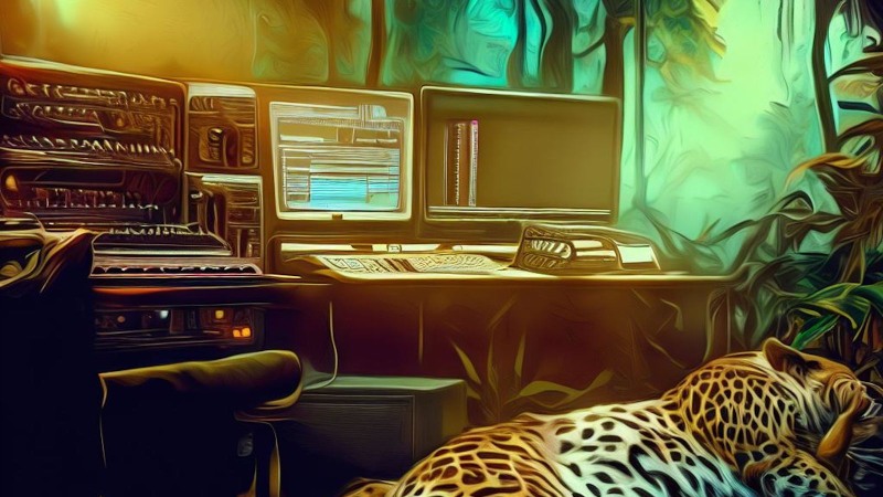 music in the jungle and jaguar sleeping nearby