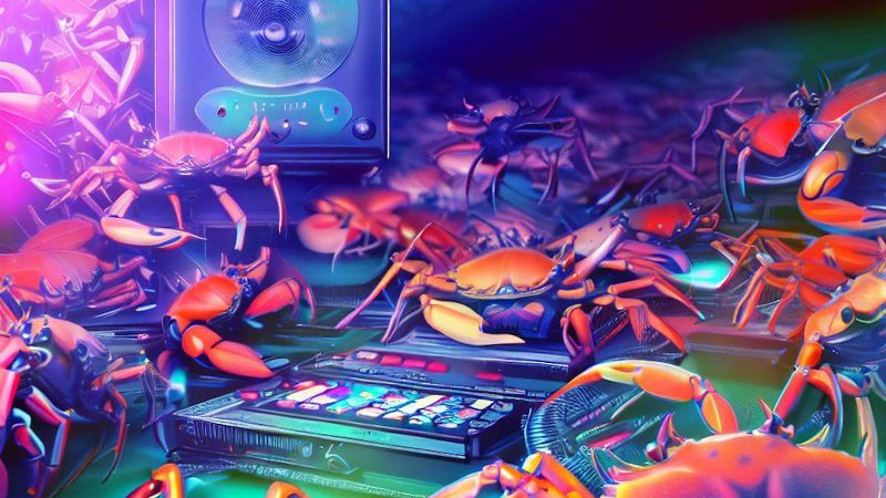crabs migrating in a music studio