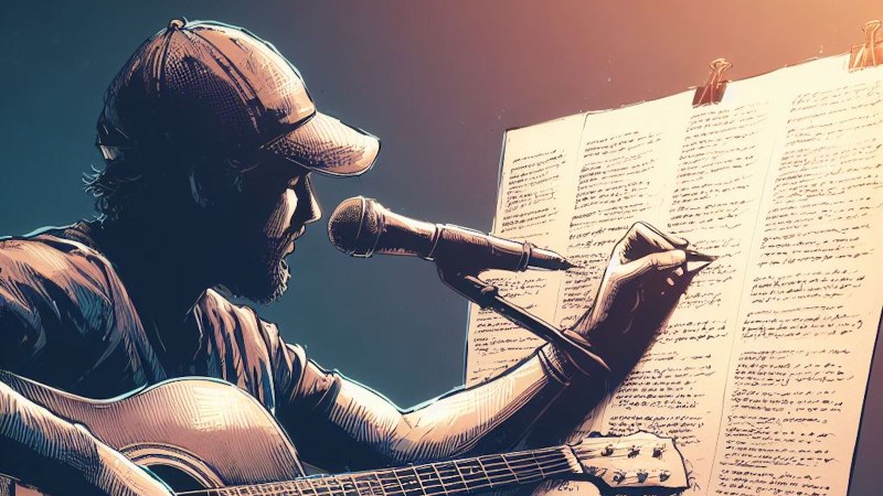 man writing lyrics