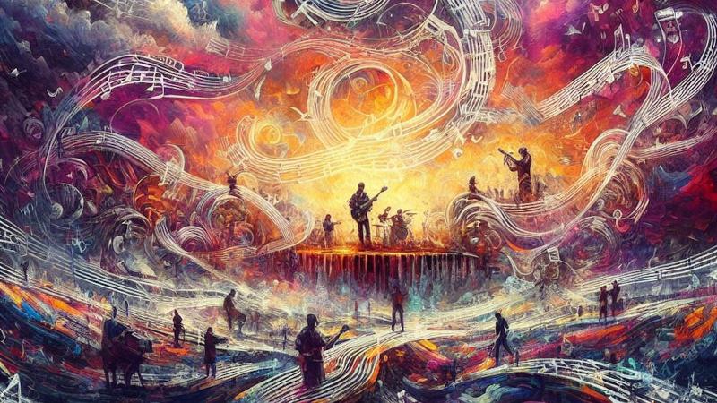 band playing on a cloud